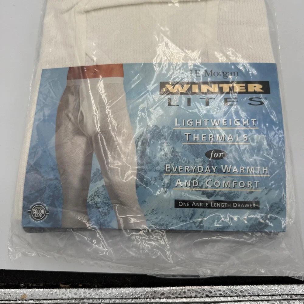Vintage JE Morgan Winter Lites Mens Thermal Long Johns XL White Made in USA